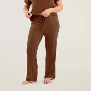 NUUDS Ribbed High Rise Wide Leg Ribbed Pajama Lounge Pants Chocolate Brown XXXL